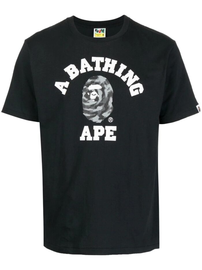 BAPE Camo College print T shirt Black Front