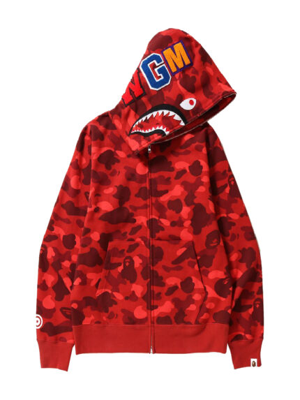 BAPE Color Camo Shark Full Zip Hoodie - Red