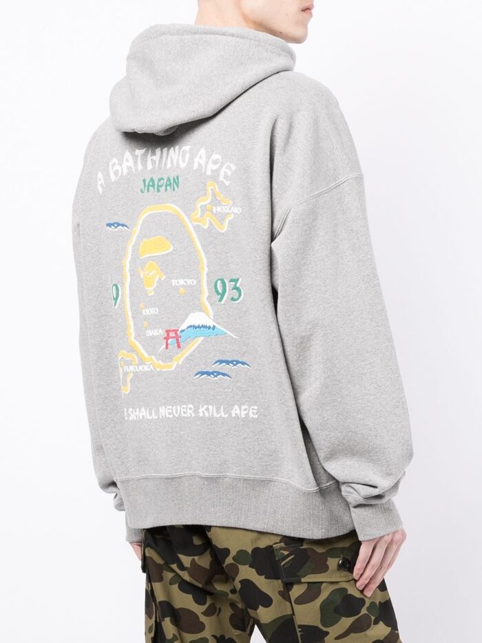 BAPE Japan loose fit hoodie Grey Back