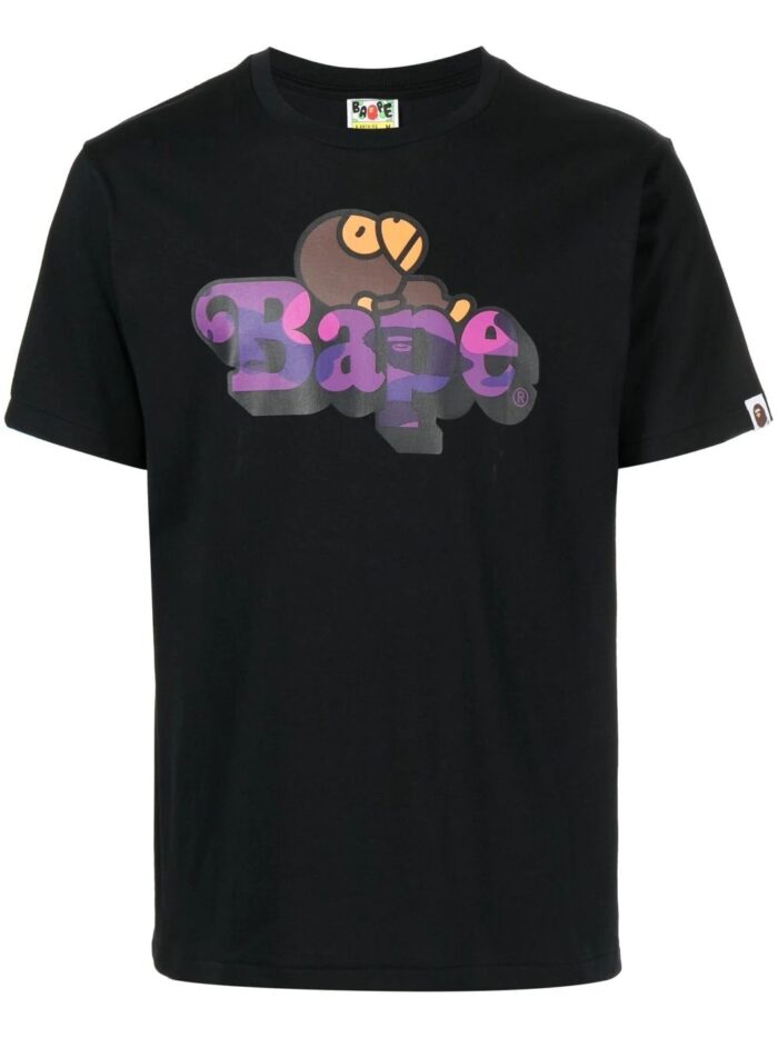 BAPE Logo print Short sleeve T shirt Black Front