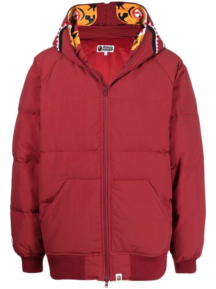 BAPE Printed Hood Puffer Jacket Red Front