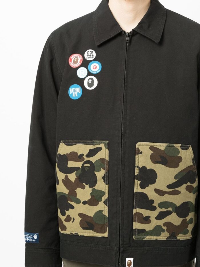 BAPE Zip up Camouflage Shirt Jacket Black 3