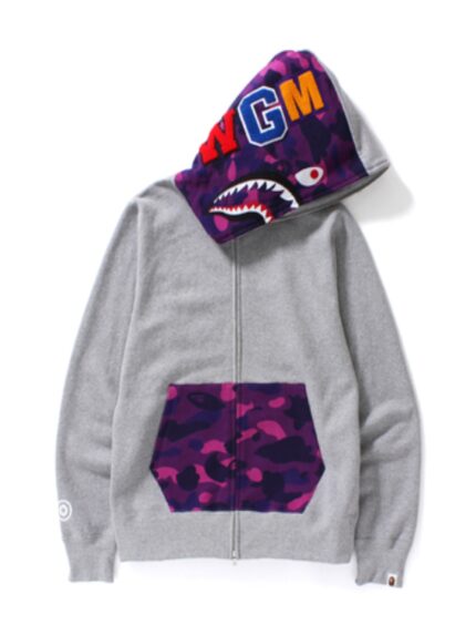 BAPE Color Camo Shark Full Zip Hoodie - Grey