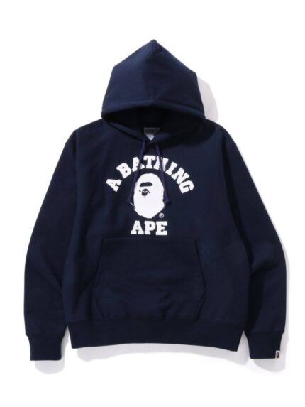 BAPE Classic College Relaxed Fit Pullover Hoodie - Navy