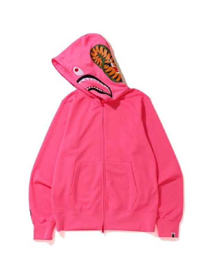 BAPE Neon Shark Full Zip Hoodie - Pink