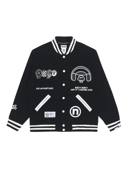 AAPE x 9090 Graphic Varsity Jacket - Black