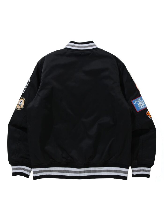 BAPE Archive Patch Puffer Nylon Varsity Jacket - Black
