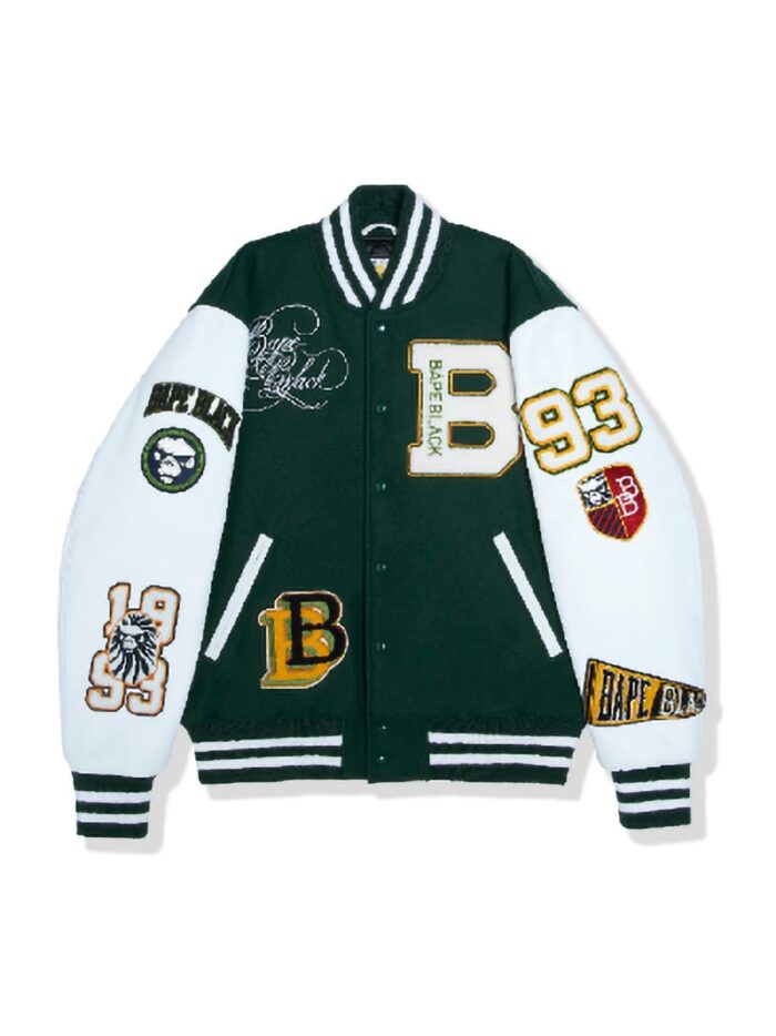 BAPE BLACK Golden Bear Sportswear Varsity Jacket - Green