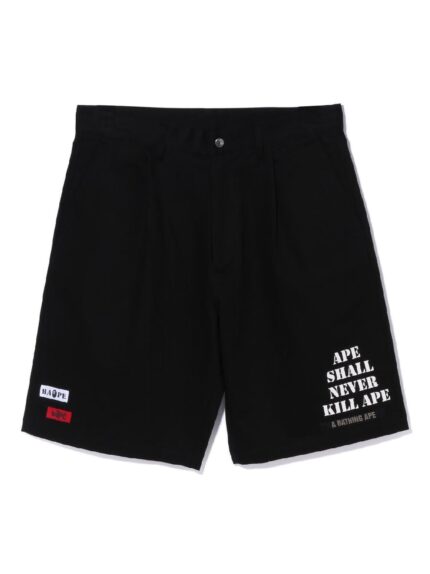 BAPE Multi Motif Leather Pocket Chino Shorts - Black