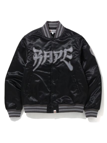 BAPE Satin Varsity Jacket - Black
