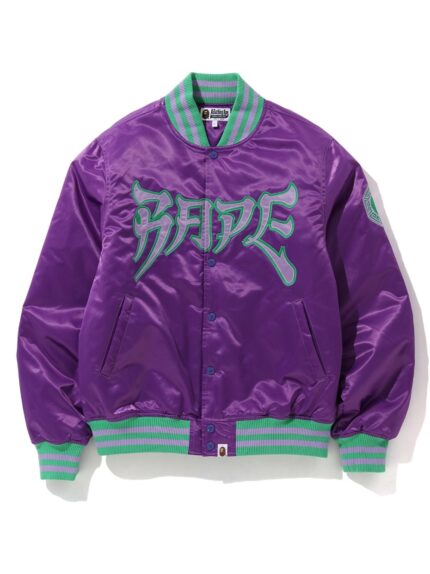 BAPE Satin Varsity Jacket - Purple