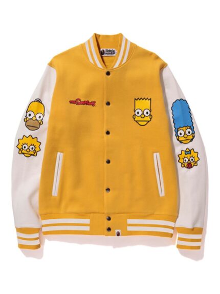 BAPE X The Simpsons Baby Milo Varsity Jacket - Yellow